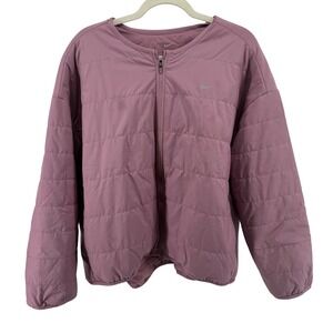Nike Therma-FIT Quilted Puffer Jacket Lavender Full Zip Round Neck Women's XXL